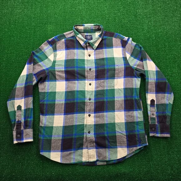 American Eagle Flannel Shirt Mens XL Multicolor Plaid Button Up Long Sleeve - Picture 1 of 9